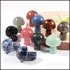Stone Loose Beads Jewelry Mini Mushroom Gemstones Figurine Natural Carved Crafts Decor Quartz Healing Crystal Statue Ornament Drop Delivery