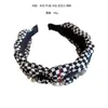 Nieuwe mode Koreaans dambordpatroon Twist Wide Side Sponge Hair Band Multi-layer Cross Knot Headband Solid Braid Headwar