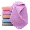 Soft Kitchen Towel Coral fleece Wiping Rags Super Absorbent Non-stick Oil Cleaning Cloth Remover Dish Car Hand Towels Lint by sea