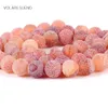 Other Natural Matte Frost Cracked Orange Red Stone Round Loose Beads For Jewelry Making 4-12mm Spacer Fit Diy Bracelet NecklaceOther Edwi22