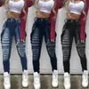 Jeans Mulheres Retro Suspender Denim macacão para mulheres rasgadas hole cintura alta pencil lápis mulher destruída longa alça jean calça