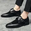 Men Business Formal Faux Shoes Suede Stitching Low Heel Buckle Fashion Professional Classic Comfort Versatile Anti Slip Hairdresser Suitable for Wearing HL121