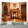 Christmas Wall Carpet Snowflake Santa Fireplace Gifts Winter Night Hanging Blanket Xmas Tree For Living Room Home Decor J220804