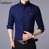 Camicia di marca di moda autunnale Camicia da uomo Camicia a maniche lunghe Slim Fit Button Down 100% cotone Abbigliamento casual da uomo 210331