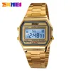 SKMEI Luxe Merk LED Digitale Sport Horloge Mode Casual Gold Polshorloge Mannen Roestvrij staal Militaire Waterdichte Horloges 220407