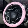 Housses de volant couverture rose cuir PU antidérapant voiture 38 cm accessoires Auto protecteur strass DecorSteering