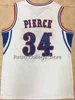 SjZl98 34 Paul Pierce Kansas Jayhawks Basketball Jersey Vit Blå Broderi Stitched Namn och nummer