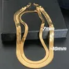 Kedjor 10mm Snake Chain for Women Men Gold Color Flat HerringBone Choker Halsband Hip Hop Fashion Jewelry Giftchains239h