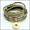 Urok bransoletki biżuteria nowa SE0183 Colorf Beauty serpentynowe warstwy MTI skórzana bransoletka 38 cm Złote guziki dopasuj 18 mm Drop dostawa 2021