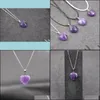 Artes e artesanato Moda Stone natural Love Heart Amethyst Crystal Pingente Colar para mulheres Jóias Sports2010 Delive Danive Dhani