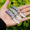 Mini Damascus Key China Folding Knife VG10 Damascus Steel Blade TC4 Titanium Alloy Handle Outdoor Survival EDC Knives