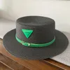 Chapeaux à large bord plat chapeau haut de forme filet rouge vert boucle de ceinture britannique vacances paille soleil ombrage plage marée large wend22