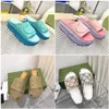 Designer Slippers Platform Women Slide Woman Fashion Slide Flat High Heels Flip Flops Sandals Luxury Embroidered Rubber Sandal v4Xl#