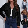 Damesgeuljassen vrouwen mode corduroy casual jas drop schouder lange mouw korte jassen voor 2022 vestes casacos de inverno feminin