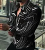 High Quality Fashion Men Oversized Casual Shirt Stripe Print Long Sleeve Mens Clothing Prom Party Cardigan Blouses S5XL 220811
