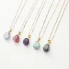 Pendant Necklaces Small Reiki Healing Nuggets Quartz Necklace Natural Amethysts Rose Crystal Labradorite Amazonite Stone FemalePendant