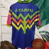 Мужские футболки Retro Mexico Jorge Campos Rose/Blue Vintage Shirt Классические трикотажные изделияМужские