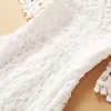 VGH Elegante maxi abito bianco per donna scollo a V mezza manica vita alta scava fuori abiti slim primavera stile moda 220613