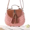 Shoppingkassar 2018 BEROEMDE Designer Dames Geweven Breien Messenger Crossbody Tassen Nieuwe Zomer Bohemian Vrouwen Kwastje Stro Strand Schoudertas 220322