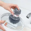 Kök tvål tvättmedel verktyg dispensering palmborste automatisk vätska som lägger till petboll potten borstrengörare push-typ de523