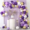 Kit de arco de guirnalda de globos morados, cadena de arco de globos de confeti de oro blanco morado claro para niñas, decoración del banquete de boda de cumpleaños 220527