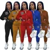 Designer Herfst Winter Vrouwen Kleding 2 Stuk Broek Set Mode Varsity Honkbal Uniform SuitsPatchwork Jas Outfits