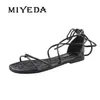 MIYEDA N Band Flat Shoes Summer Front Rear Strap Women Sandals Khaki Beach Crosstied Cover Heel Casual Shoe 210624