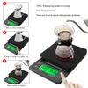 3 kg/0,1 g 5 kg/0,1 g druppel koffieschalen met timer draagbare elektronische digitale keukenschaal hoge precisie LCD-schalen