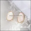 Charm Oval Abalone Shell Paper Stud Earrings Mini Brand Geometric Simple For Women Jewelry Drop Delivery 2021 Dhseller2010 Dhfuc