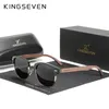 KINGSEVEN lunettes de soleil en bois de noyer noir faites à la main hommes polarisés Protection UV400 lunettes rétro sans monture femmes 220511