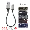 25cm fast charging cable USB phone data cables two-color nylon braid For Micro USB Android Type C