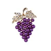 Korean Version Fashion Red Crystal Grape Pearl Brooch For Women Alloy Diamond Brooches Pin Clothing Jewelry Accessories In Bulk