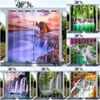 Gardin draperar naturligt vattenfall St 3D digitalt tryck utomhusvattentät 2 panelscurtain