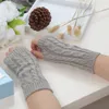 12Pair Women's New Korean Knitted Gloves Student Half Finger Twist Long Sleeve Arm Cover Solid Color