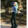 Pantalon femme Y2k velours évasé taille haute pantalon évasé printemps été festival vêtements pantalon extensible hippie boho bas serrés 220311