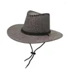 Berets Men Cowboy Hat Summer Cap для мужского повседневного стиля соломы соломы.