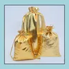 Jewelry Pouches Bags Packaging Display 4 Sizes Gold Sier Plated Gauze Satin Christmas Candy Gift Packing Pouches Bag 5X7Cm 7X9Cm 9X12Cm 1