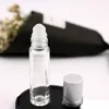 Travel Glass Roll On 8ml Perfume Essential Oil Bottles Refillable Empty Fragrance Walk Bead Oil Sample Packaging Liquid Bottle Container Fragrances Silver