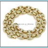 Colares de correntes pingentes j￳ias Hip Hop 12mm Gold Sier Color Bated Iced Out Puff Marine Ancr Chain Link Bling Colar para homens 291 J2 D