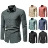 Chemises robes pour hommes Hollow à manches longues Fashionsolid Couleur rétro Casual Button Shirt Slim Shirtsmen's Vere22