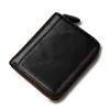 Wallets Women Genuine Leather Wallet Female Vintage Zipper Purses Small Coin Card Holder Short Design Purse Solid Money Bag