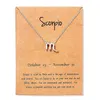 Women 12 Horoscope Zodiac Sign Gold Color Pendant Necklace Taurus Aries Leo Constellations Jewelry Kids Christmas Gifts