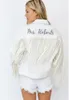Chaquetas para mujeres chaqueta de mezclilla personalizada novia jean white marginización