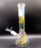 Cachimbas de vaso de agua de vidrio grueso de 10.5 pulgadas con tubos de fumar de 18 mm de patrón colorido