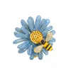 Porte-anneaux de serviette en métal, fleur de marguerite d'abeille dorée, pour fête de mariage et décoration de Table à usage quotidien