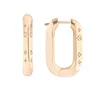 Hoop Huggie Boucles d'oreilles en acier inoxydable plaqué or 18 carats Classique Mode Rectangle V Boucles d'oreilles Designer pour femmes Bijoux de luxe européens Cadeaux