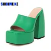 Super High Heel Double Platform Square Toe Toe Pu Leather Open Heels Party Summer Pemines Pumps 2022 Fashion Shoes 220520