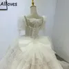 Royal Ball Gown Wedding Dress With Puff Short Sleeves Princess Formal Ceremony Church Bridal Gowns Luxury Pearls Crystals Beading 1048315