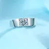 Solitaire Male 1CT Lab Sona Diamond Ring 925 Sterling Silver Party Wedding Band Rings for Men Moissanite Accessory