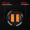 Chargeur de voiture 6A universel QC3.0 39W double USB pour adaptateur de téléphone portable affichage LED clair charge rapide